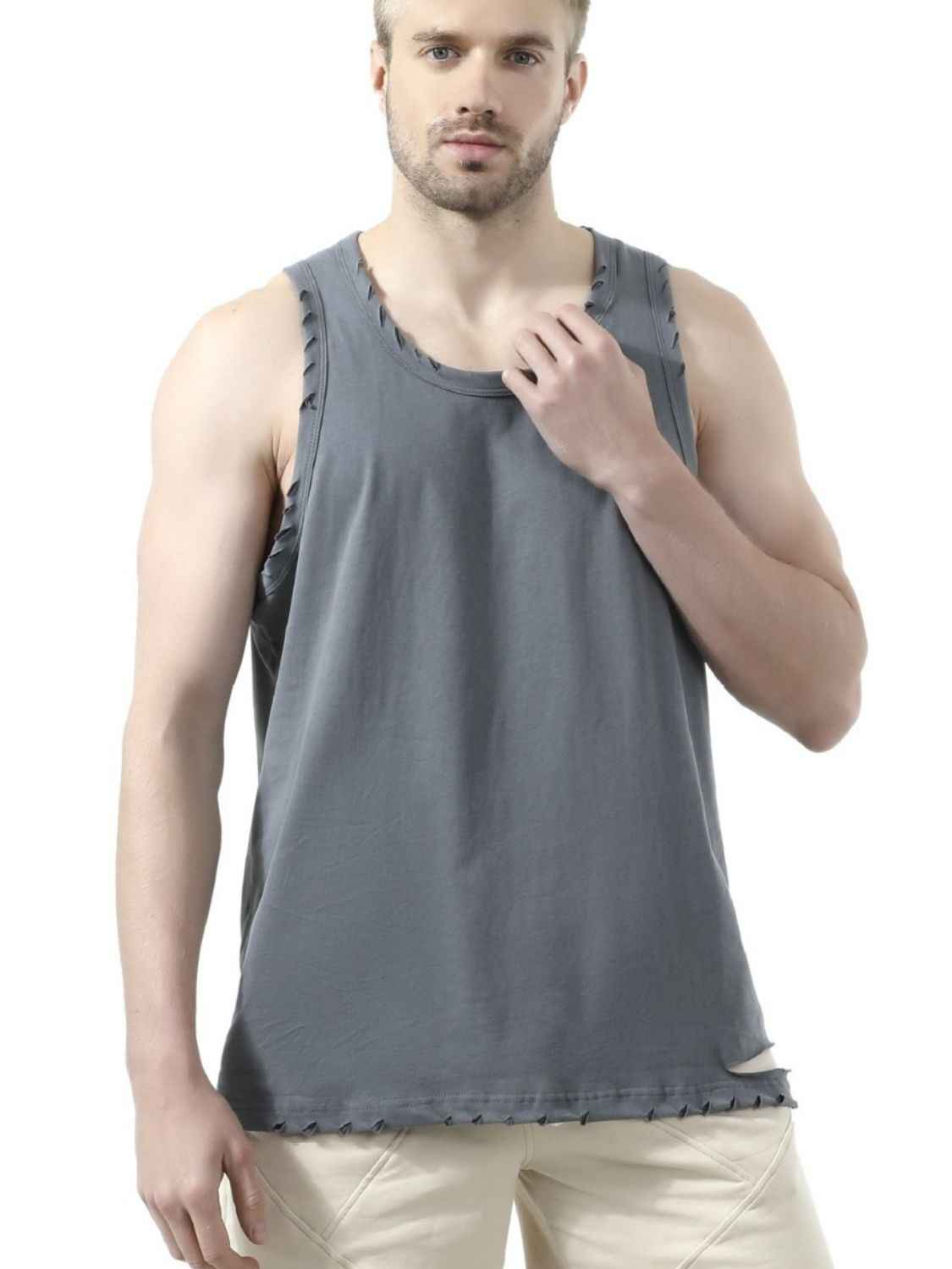 Men's Distressed Hem Tank - Damned Threads