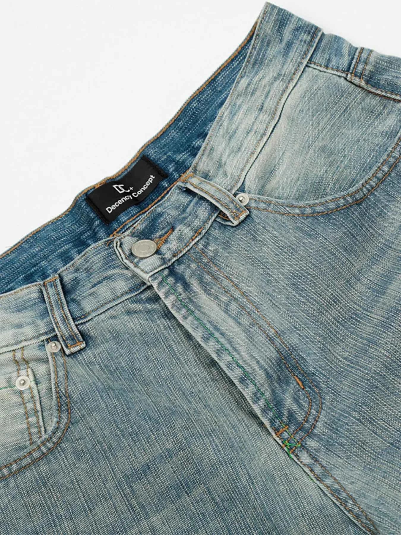 Men's High Waist Washed Curved Jeans