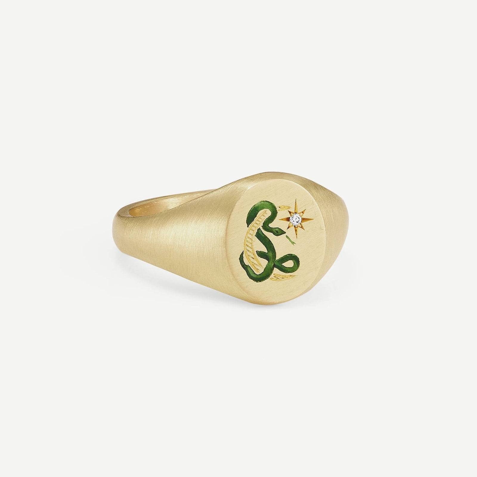 18K Gold Pattern & Inlaid Zirconia Ring - Damned Threads