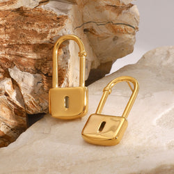 18K Gold Lock Earrings - Damned Threads