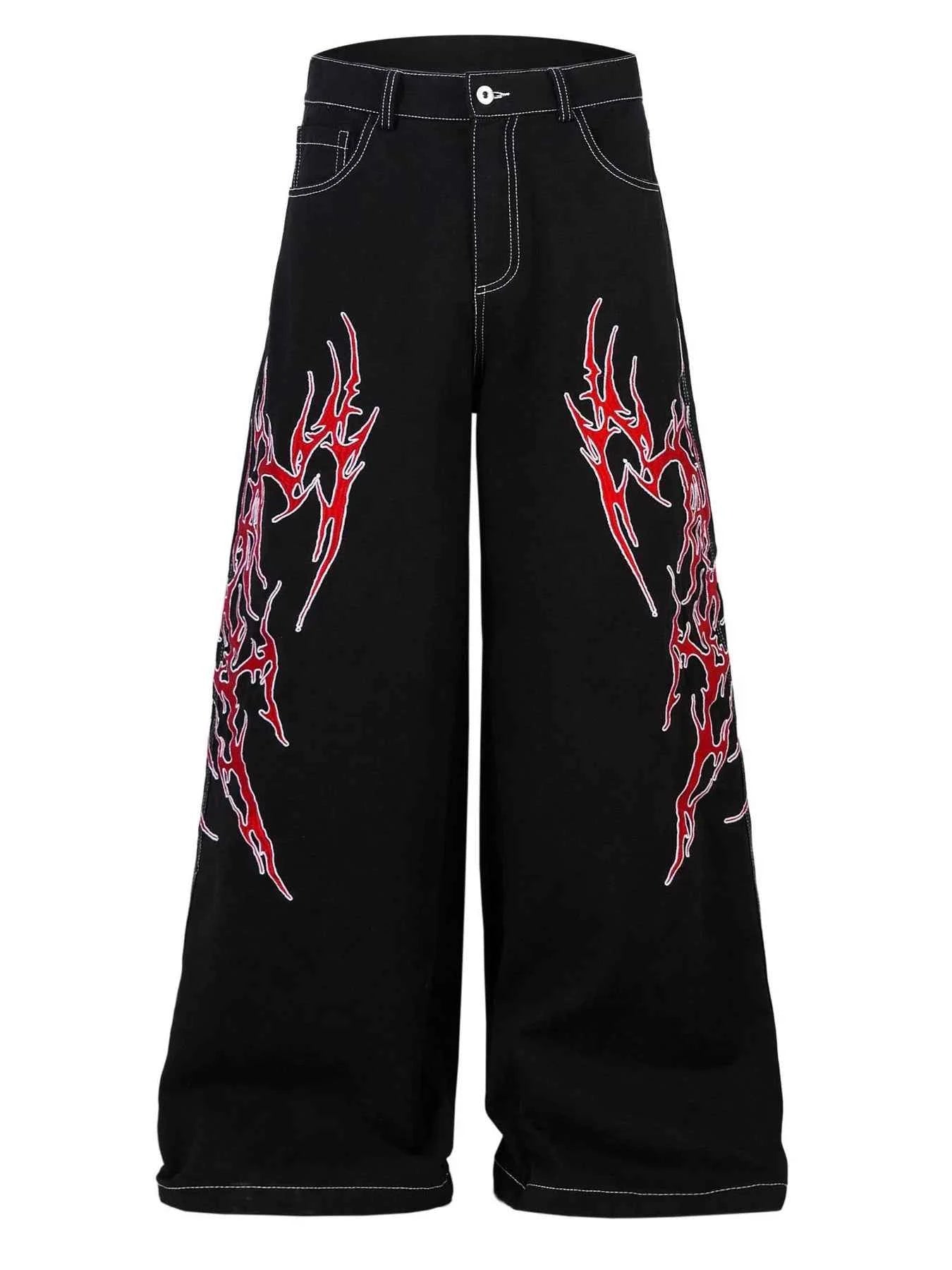 Men's Lightning Pattern Wide leg Jeans