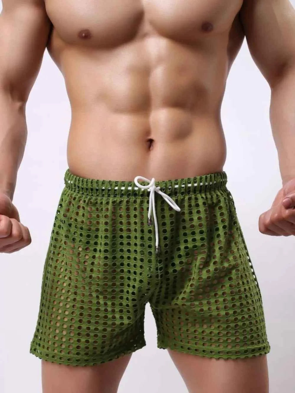 Men's Openwork Drawstring Shorts
