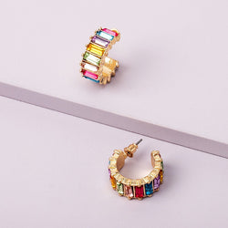 18K Gold Multi-Colored Gem-Set Earrings - Damned Threads