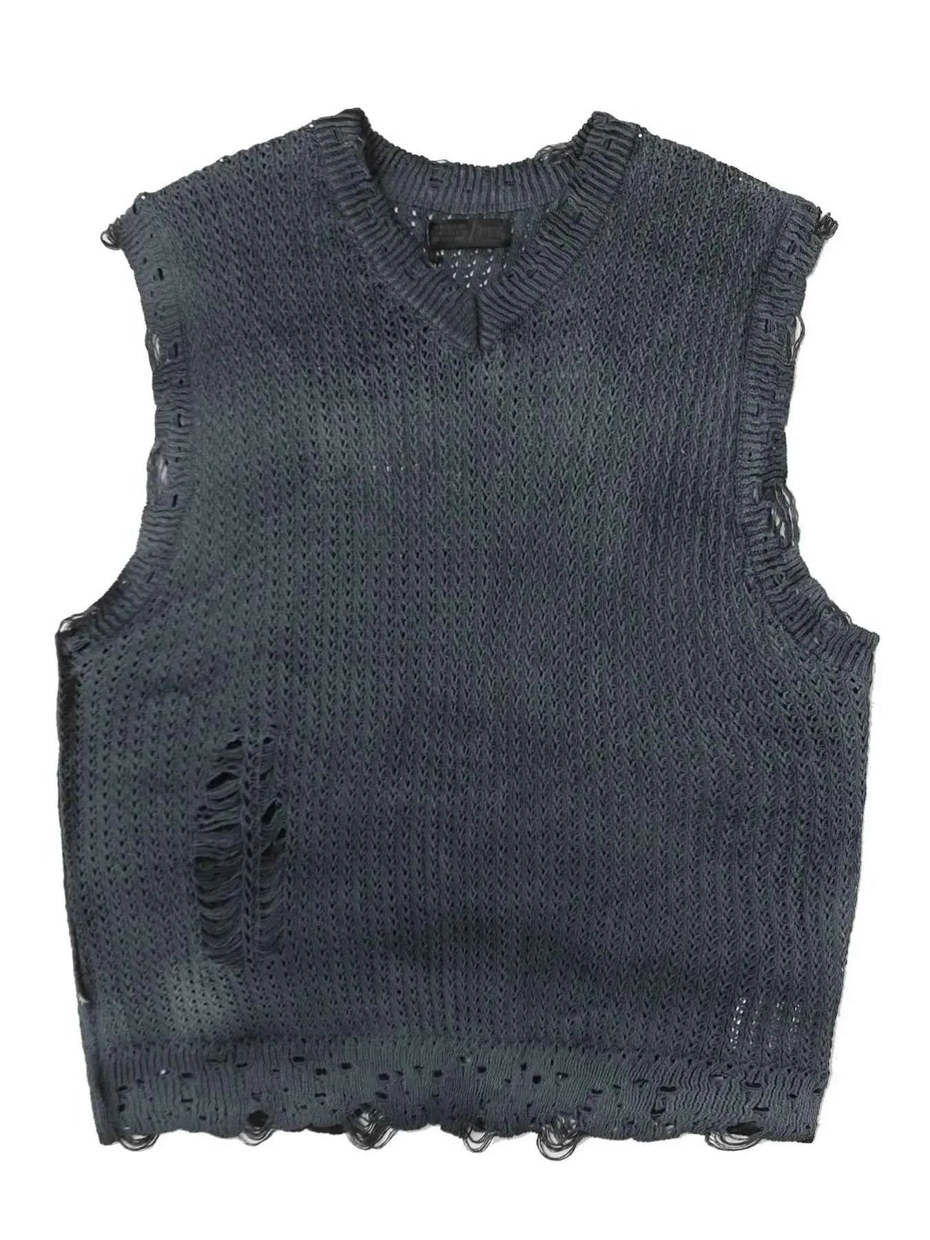 Men's Distressed Hem Knit Sweater Vest