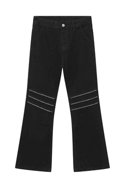 Men's Bootcut Knee Stipe Jeans With Pockets - Damned Threads