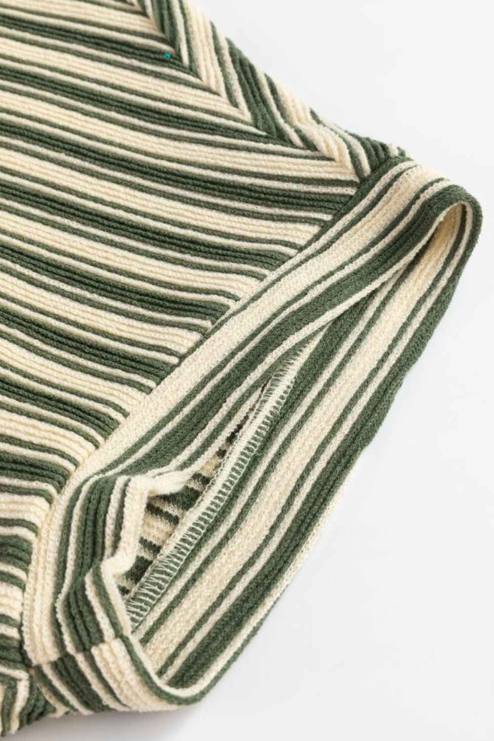 Stripe Textured Side Slit Crew Neck T-Shirt - Damned Threads