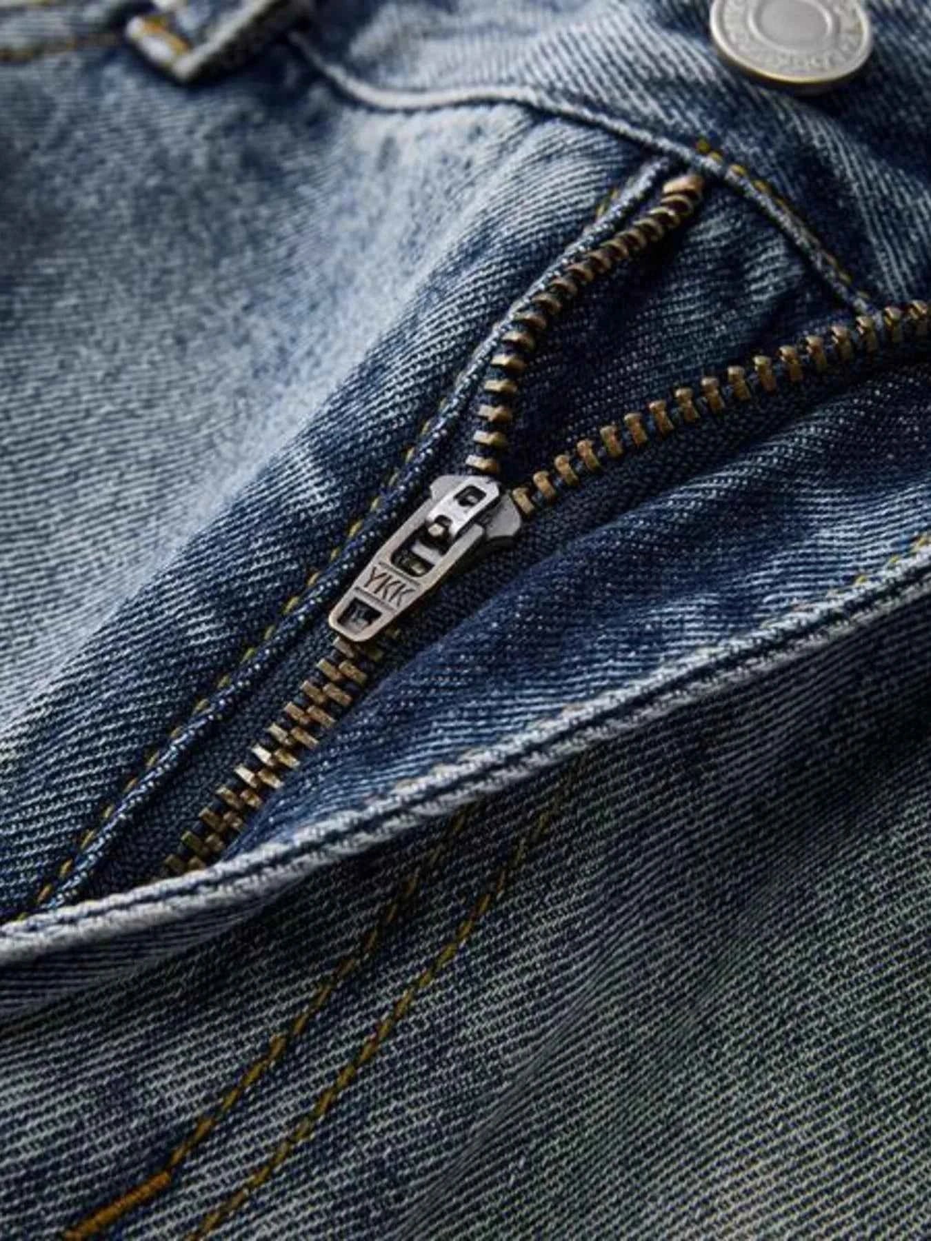 Men's Full Size Wash Wide Leg Jeans Plus Size