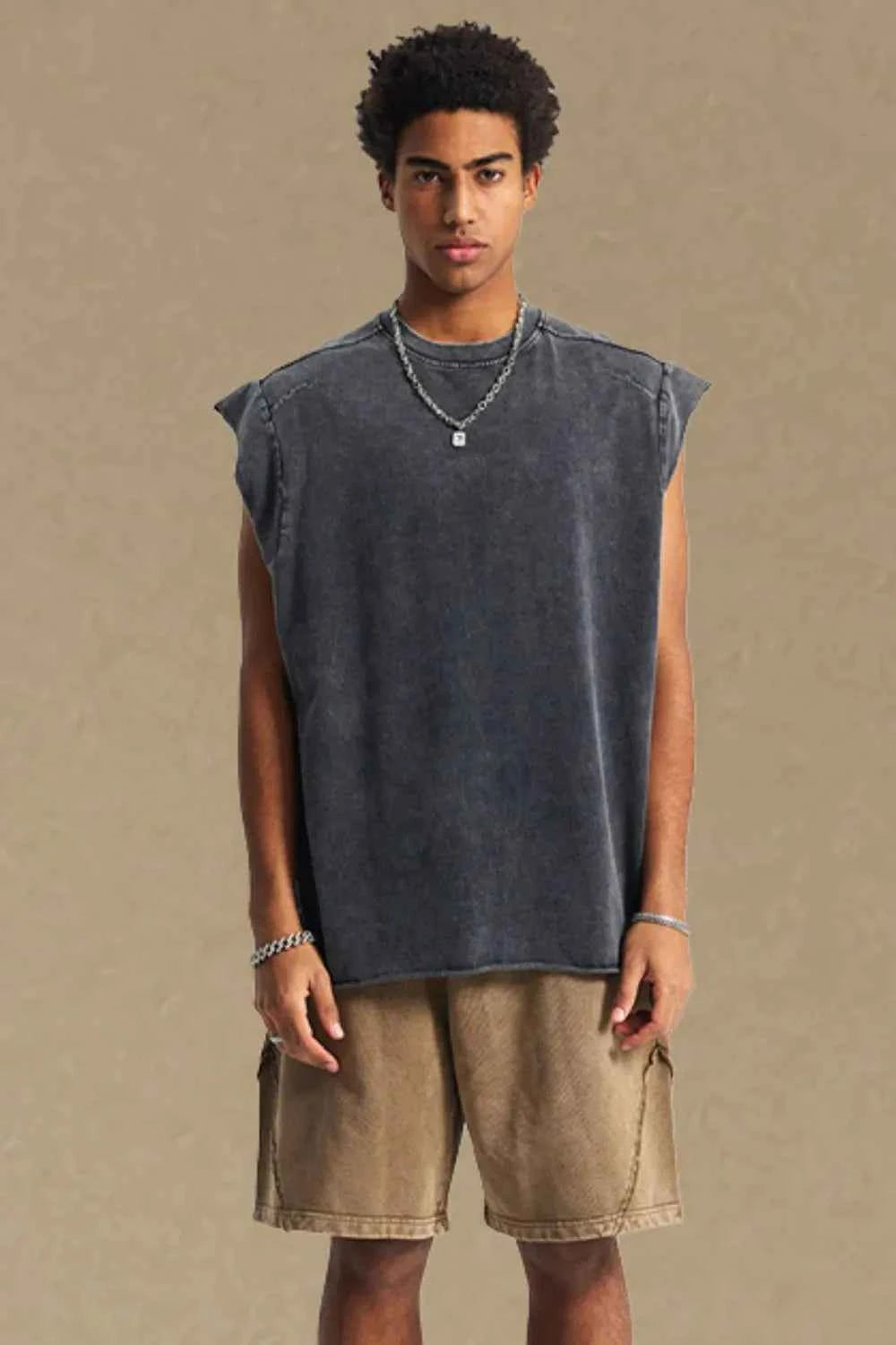 Washed  Wide Shoulder Tank - Damned Threads
