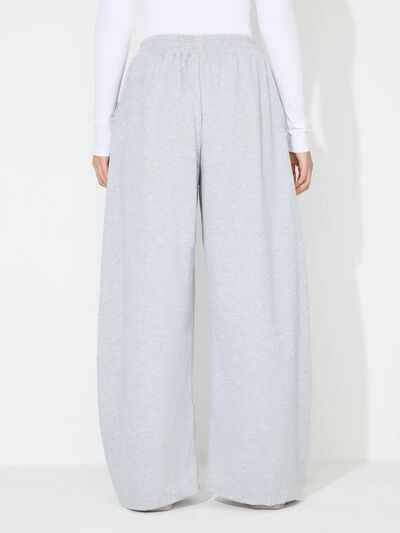 Elastic Waist Wide Leg Pants with Pockets - Damned Threads