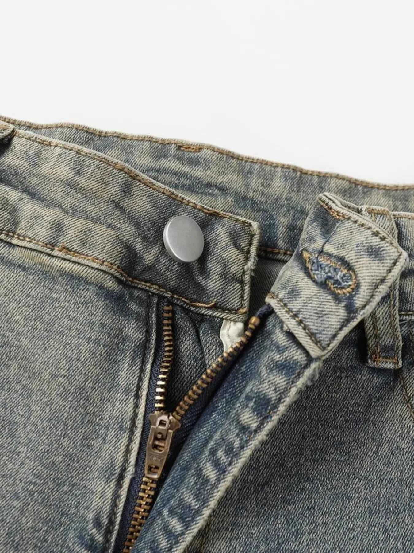 Men's High Waist Straight Leg Cargo Jeans