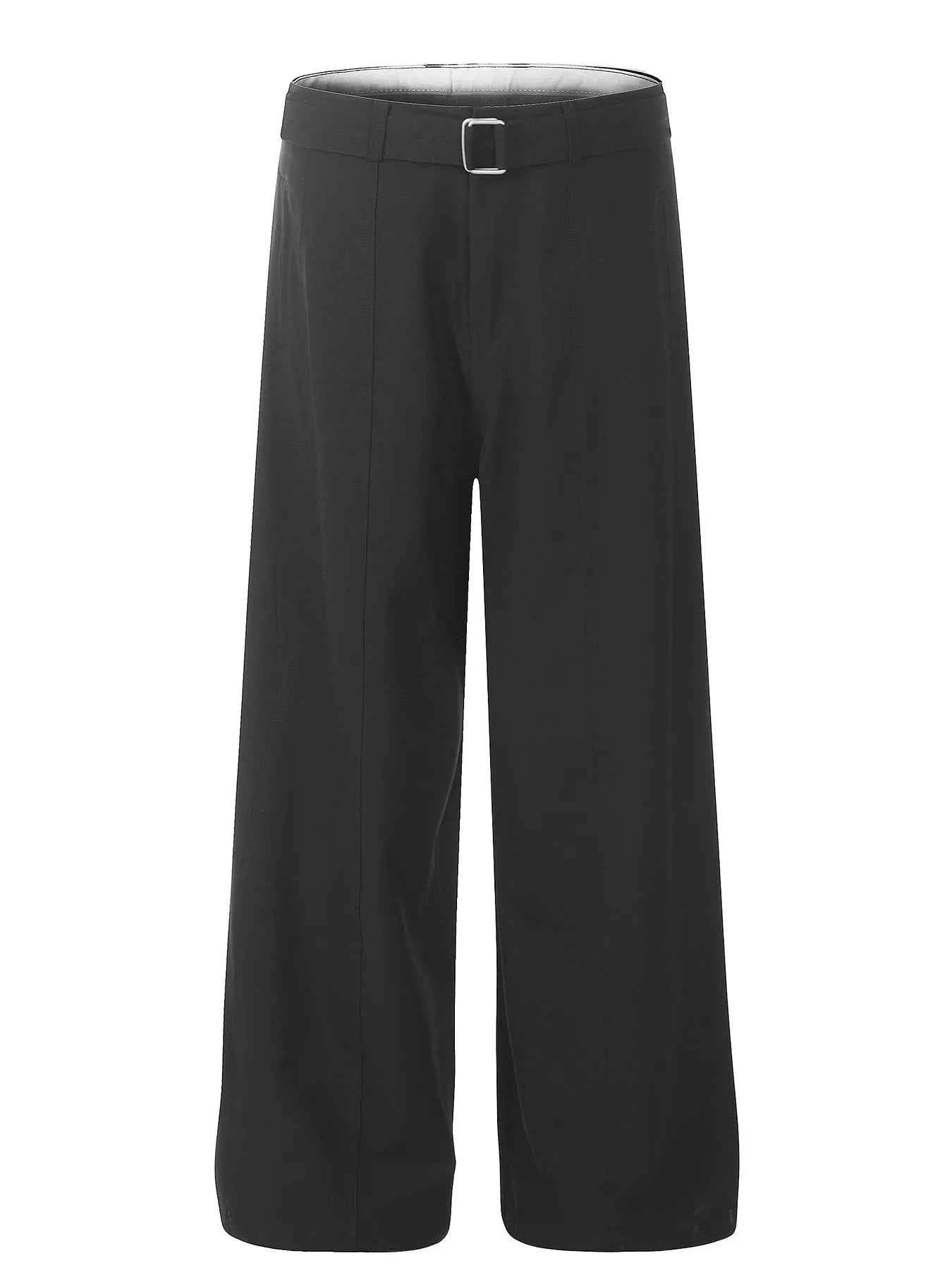 Men's Wide Leg High Waist Pants with Belt