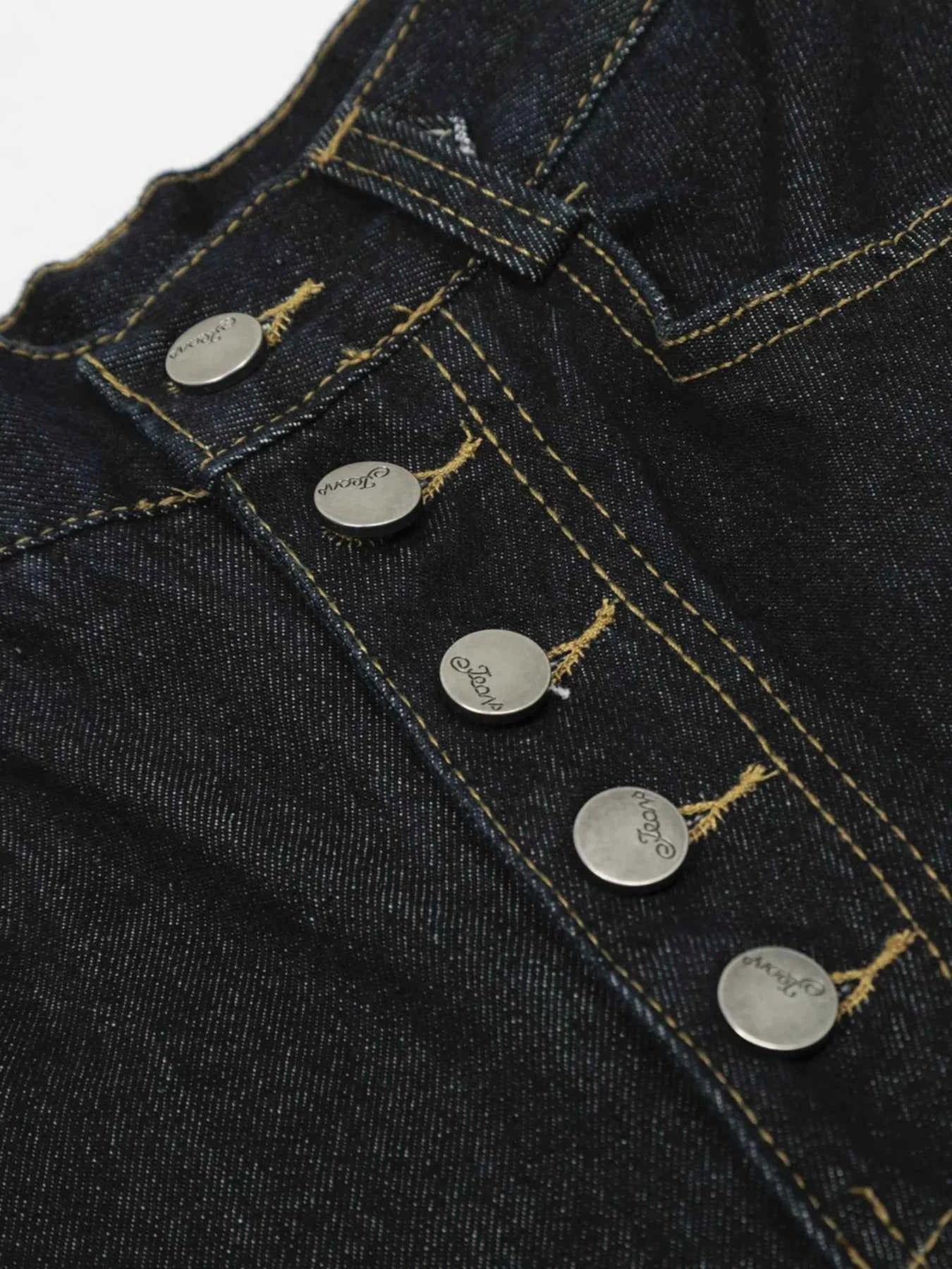 Men's Button Fly High Waist Curved Jeans