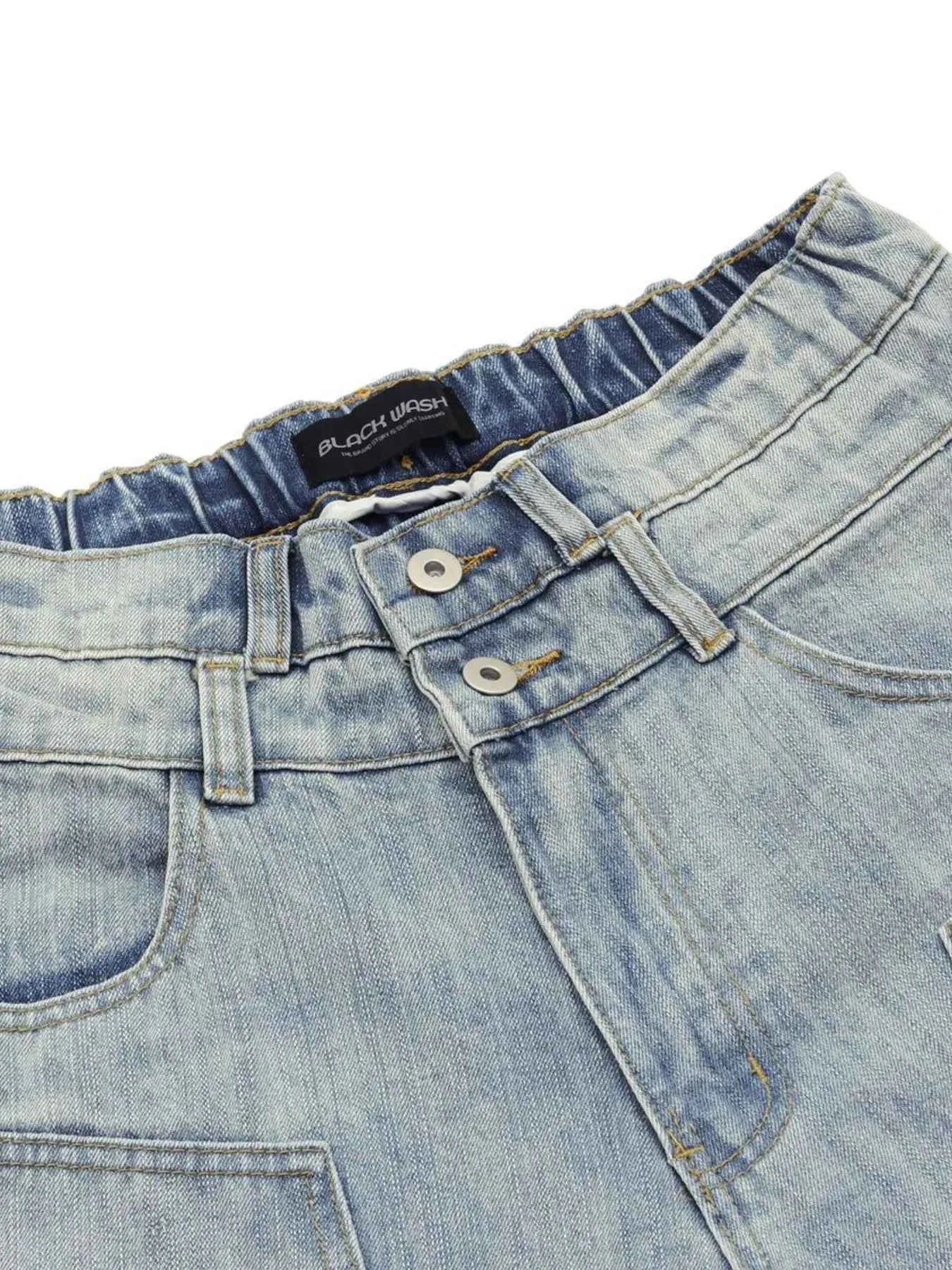 Men's Washed Wide Leg Cropped Jeans