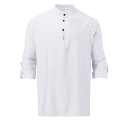 Men's Full Size Half Button Long Sleeve Shirt Plus Size - Damned Threads