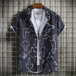 Men's Plus Size Arrow Print Short Sleeve Button Down Shirt