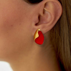 18K Gold Geometric Inlaid Gem Earrings - Damned Threads