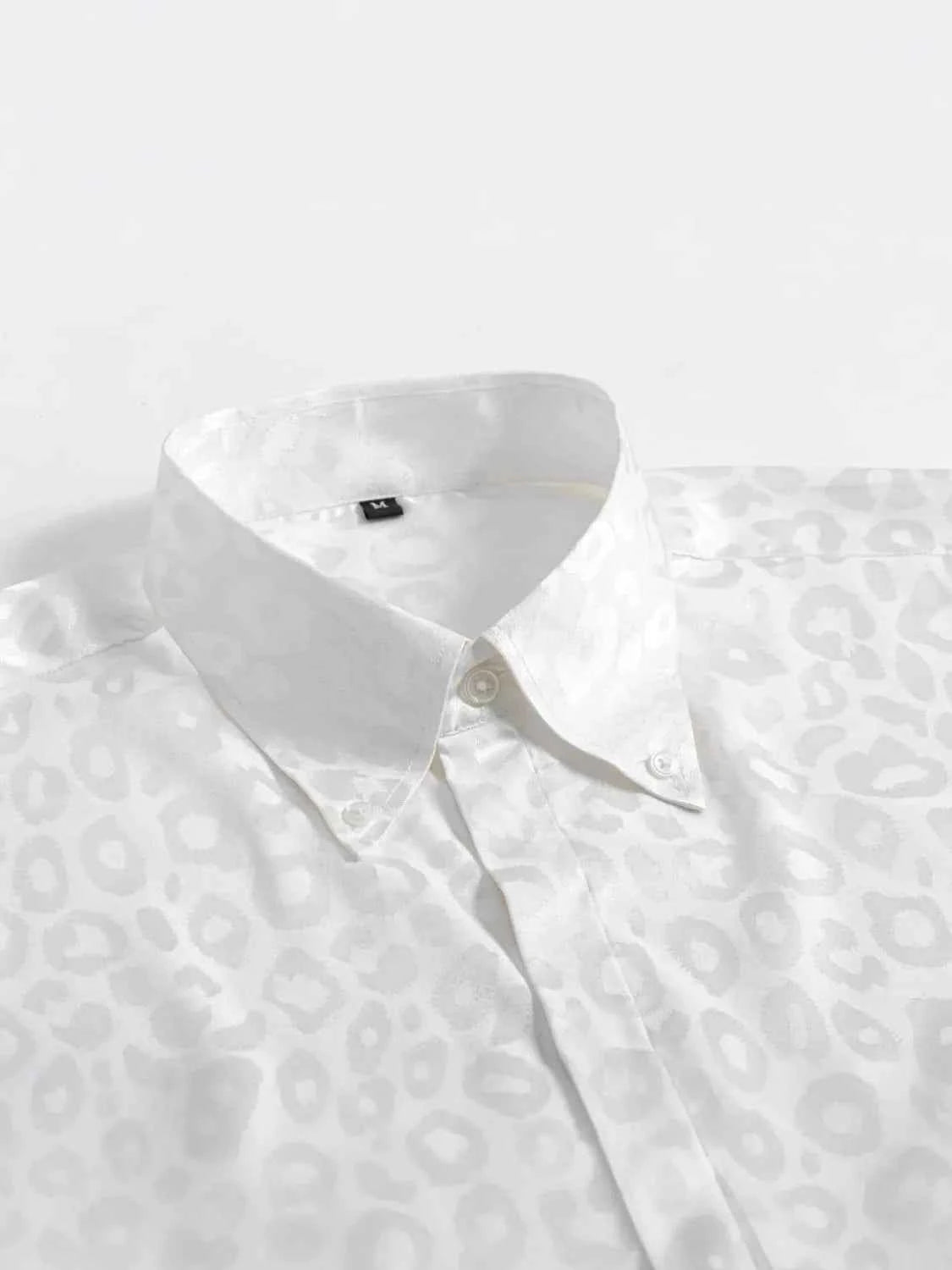 Men's Full Size Leopard Button Down Satin Shirt Plus Size