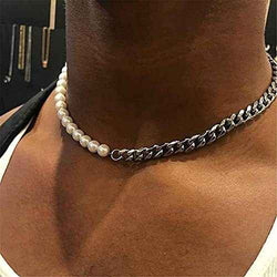 Pearl & Chain Split Necklace - Damned Threads