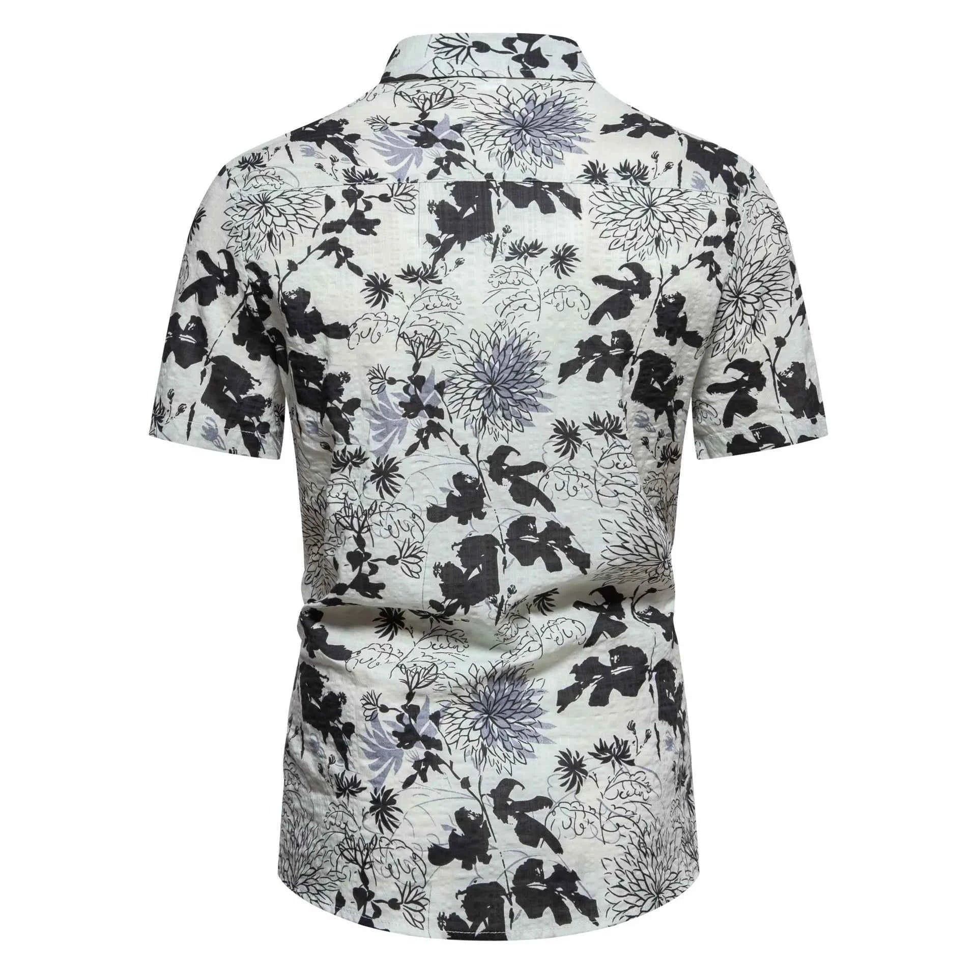 Men's Plus Size Floral Print Short Sleeve Button Down Shirt
