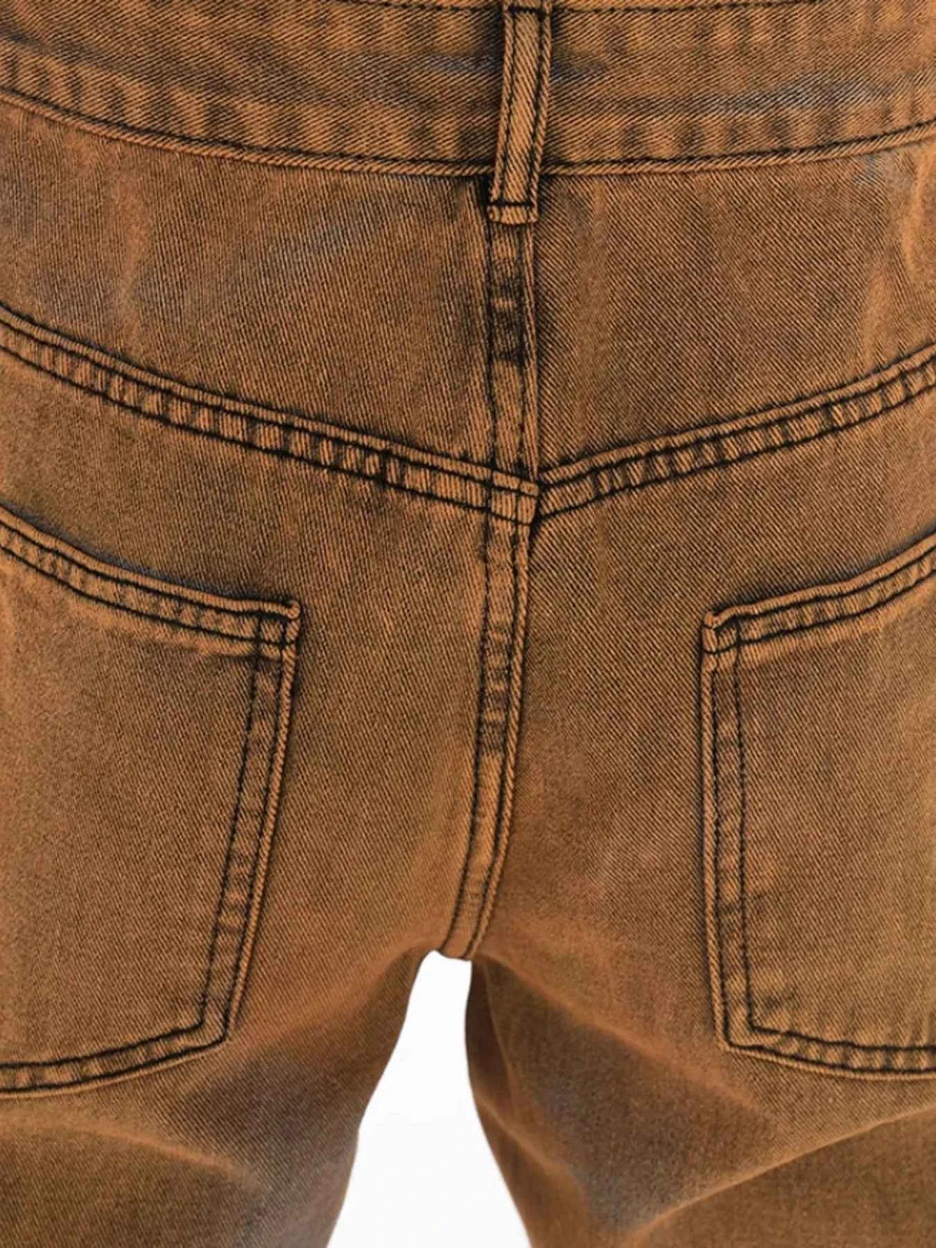 Men's Plus Size Contrast Wide Leg Flare Jeans