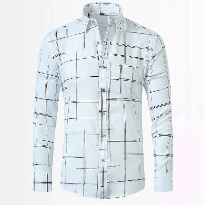 Men's Geometric Pattern Long Sleeve Button-Down Shirt