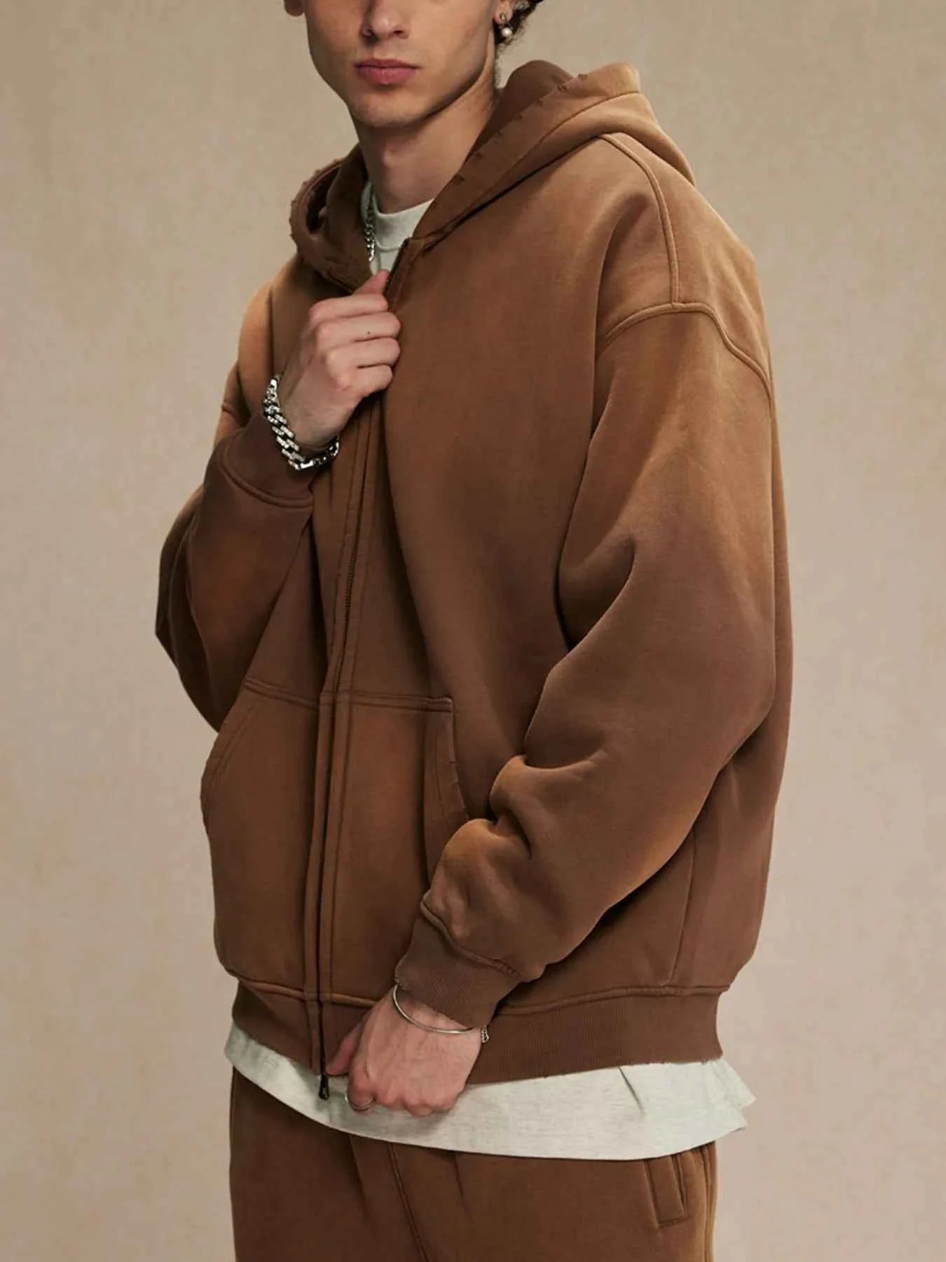 Men's Oversized Casual Zip-Up Hoodie