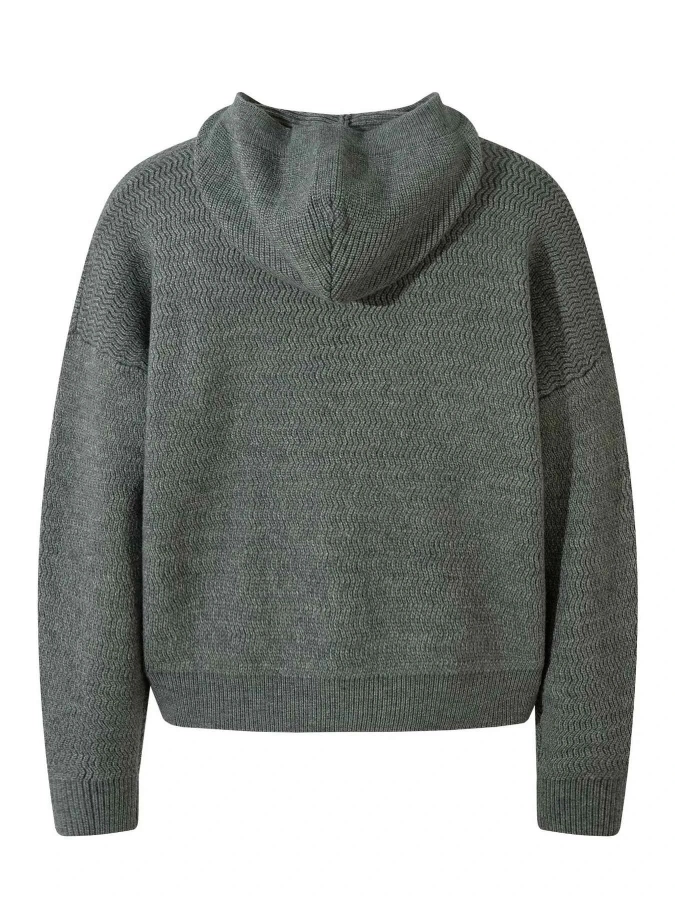 Men's Textured Knit Zip-Up Hooded Cardigan
