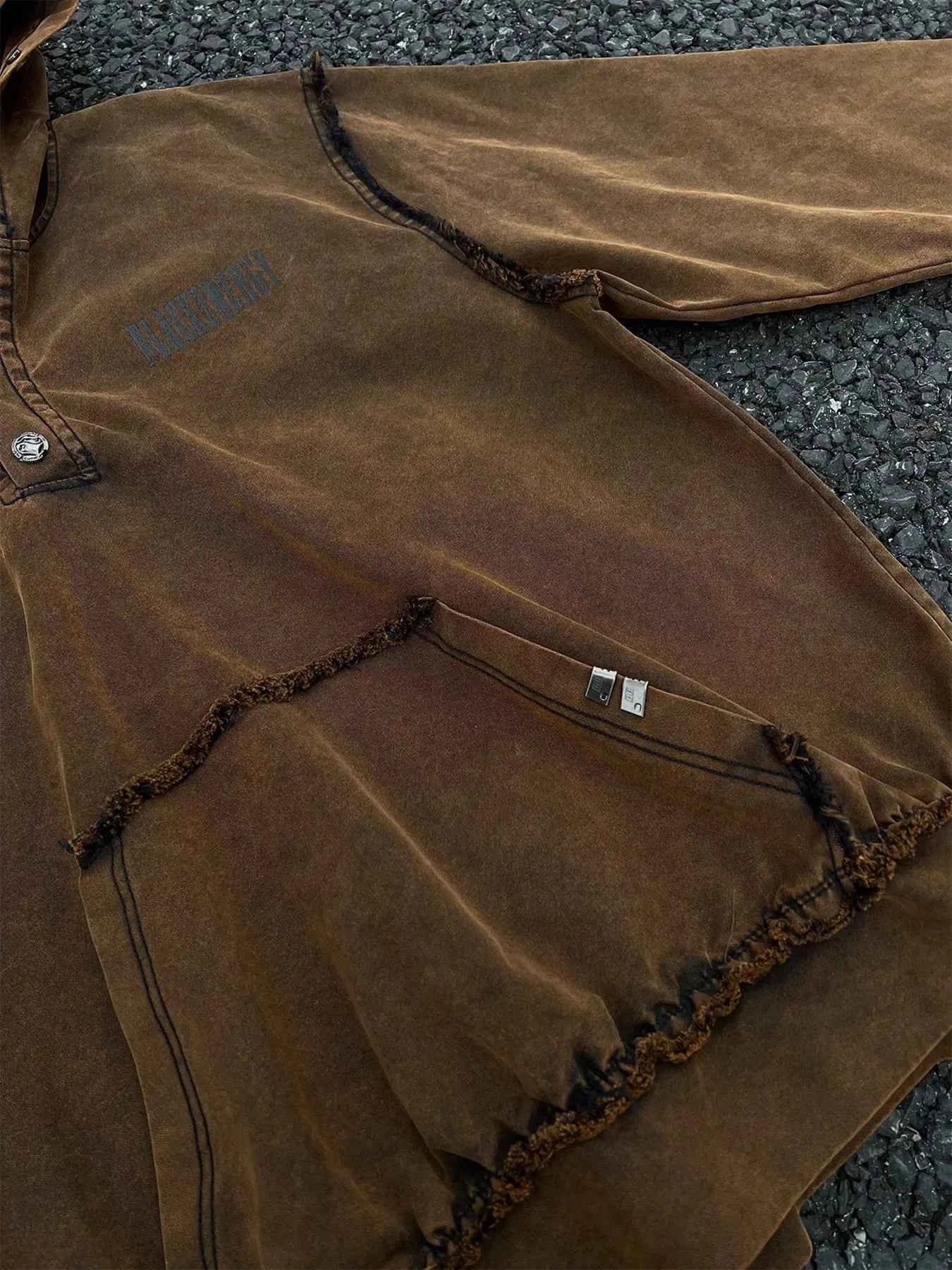 Men's Washed Frayed Hem Hoodie