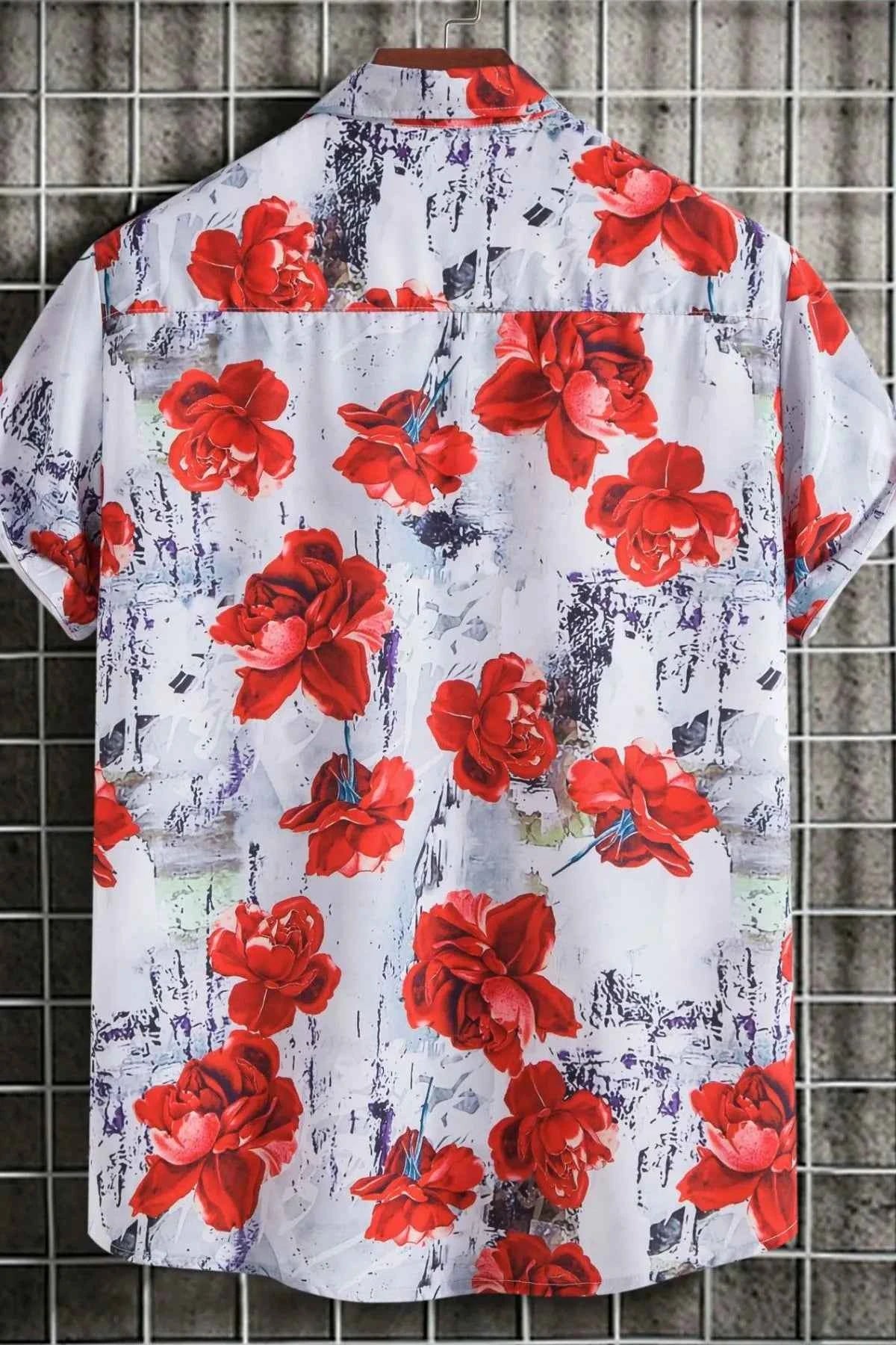 Men's Floral Print Short Sleeve Shirt