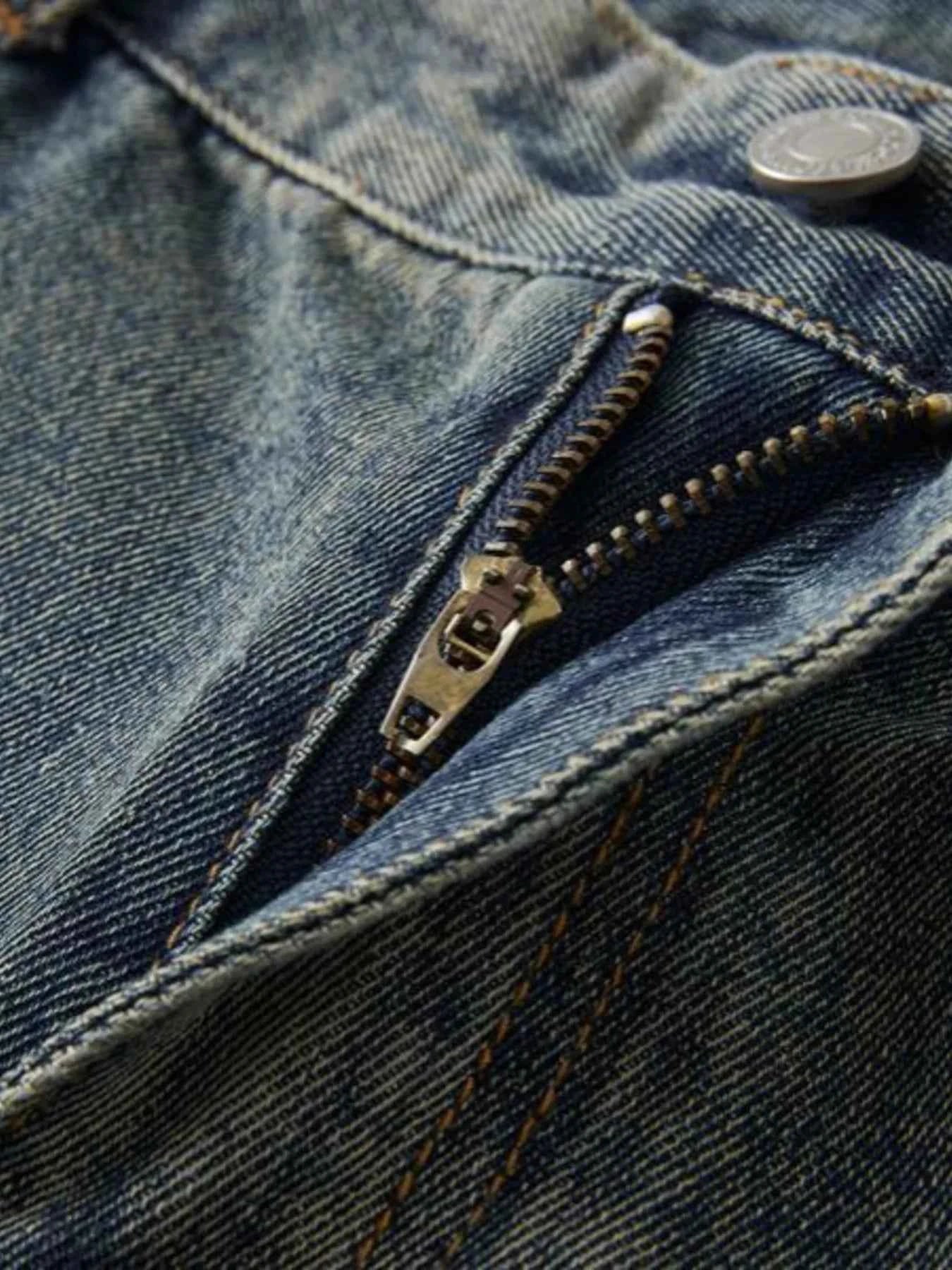 Men's Full Size Washed Cargo Wide Leg Jeans Plus Size