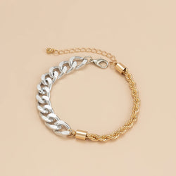Contrasting Two-Color Adjustable Twist-Chain Bracelet - Damned Threads