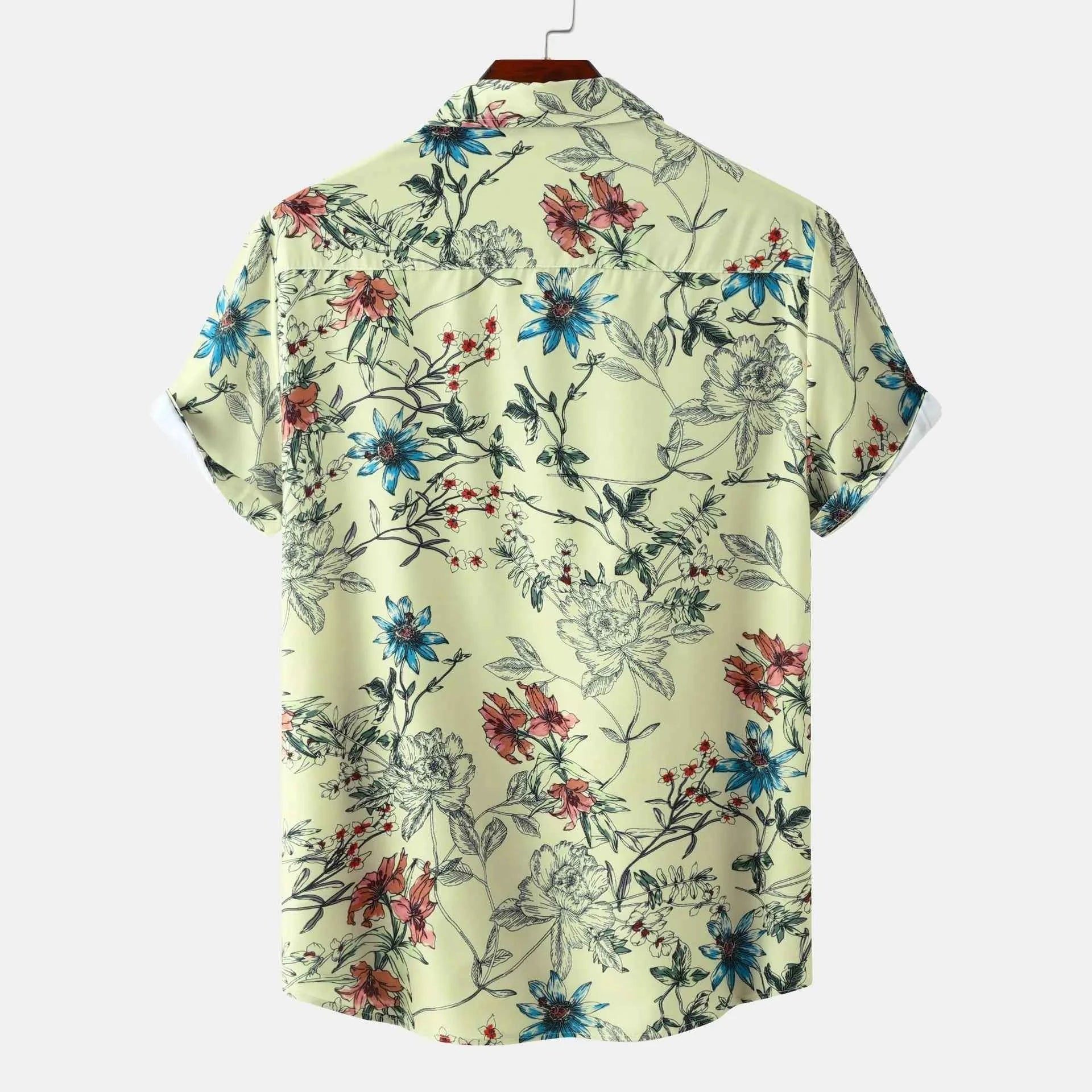 Men's Plus Size Floral Print Short Sleeve Button Down Casual Shirt