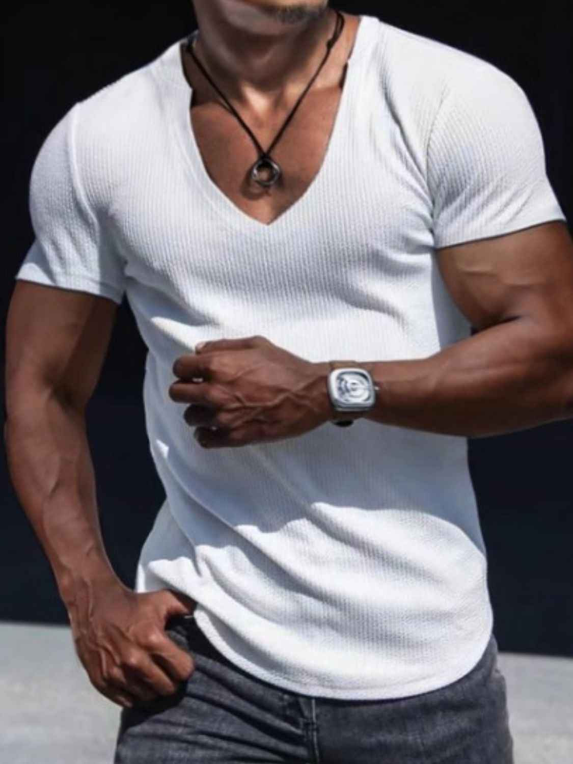 Men's Full Size Notched Short Sleeve T-Shirt Plus Size - Damned Threads