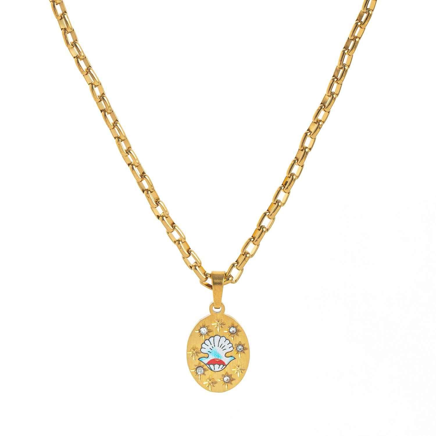 18K Gold Inlaid Zirconia Necklace With Personality Trait Design - Damned Threads