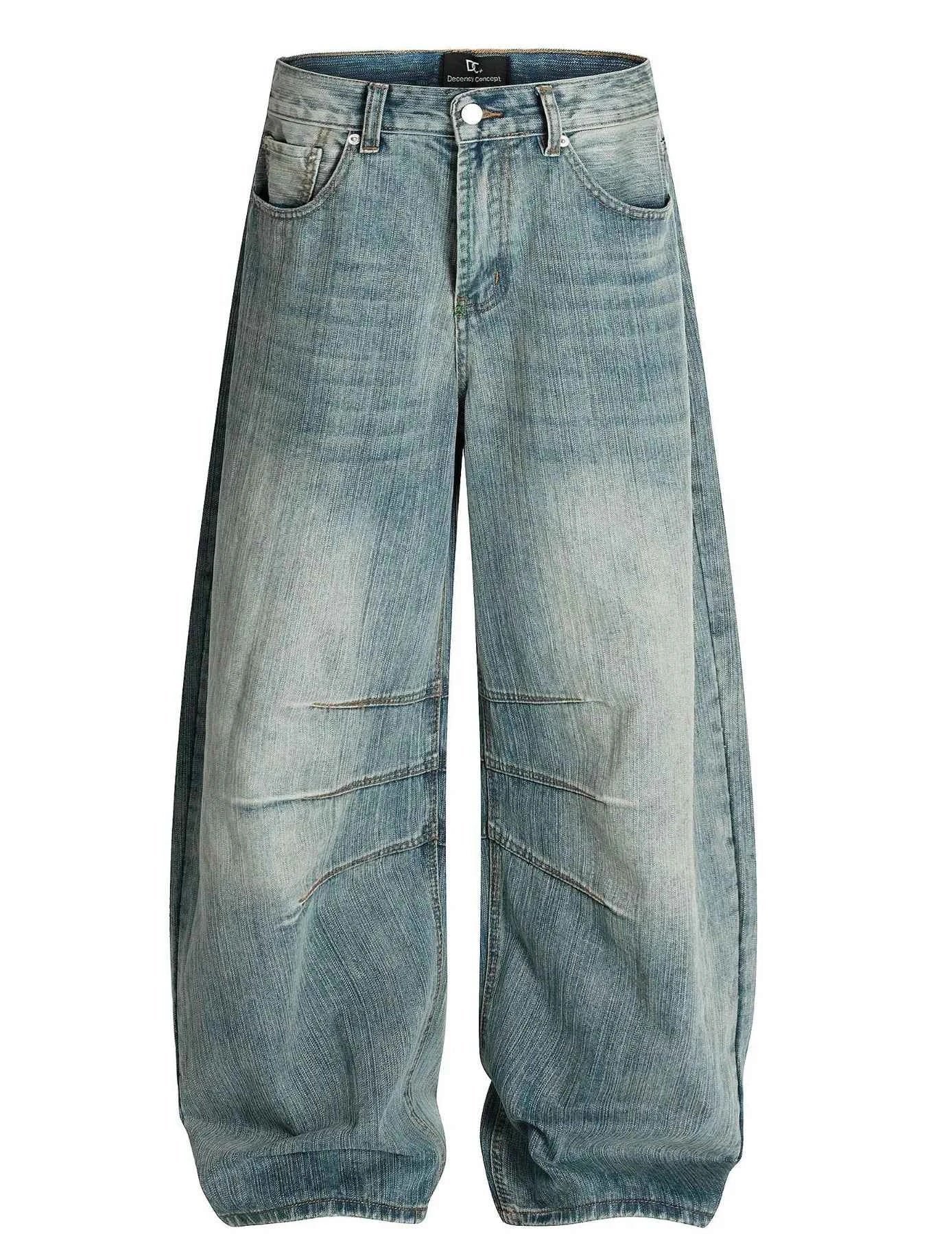 Men's High Waist Washed Curved Jeans