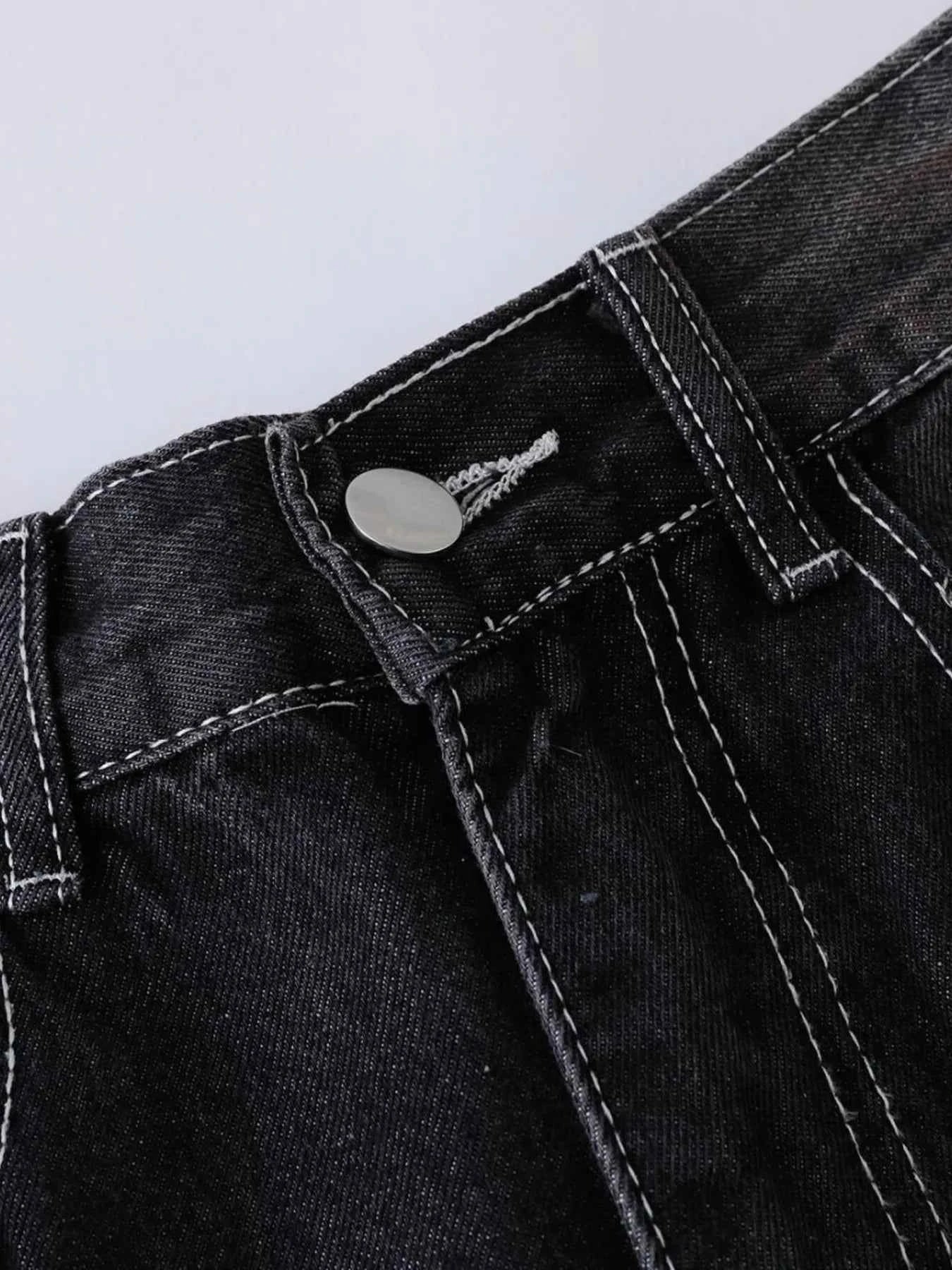 Men's Vintage Washed Wide Leg Denim Jeans