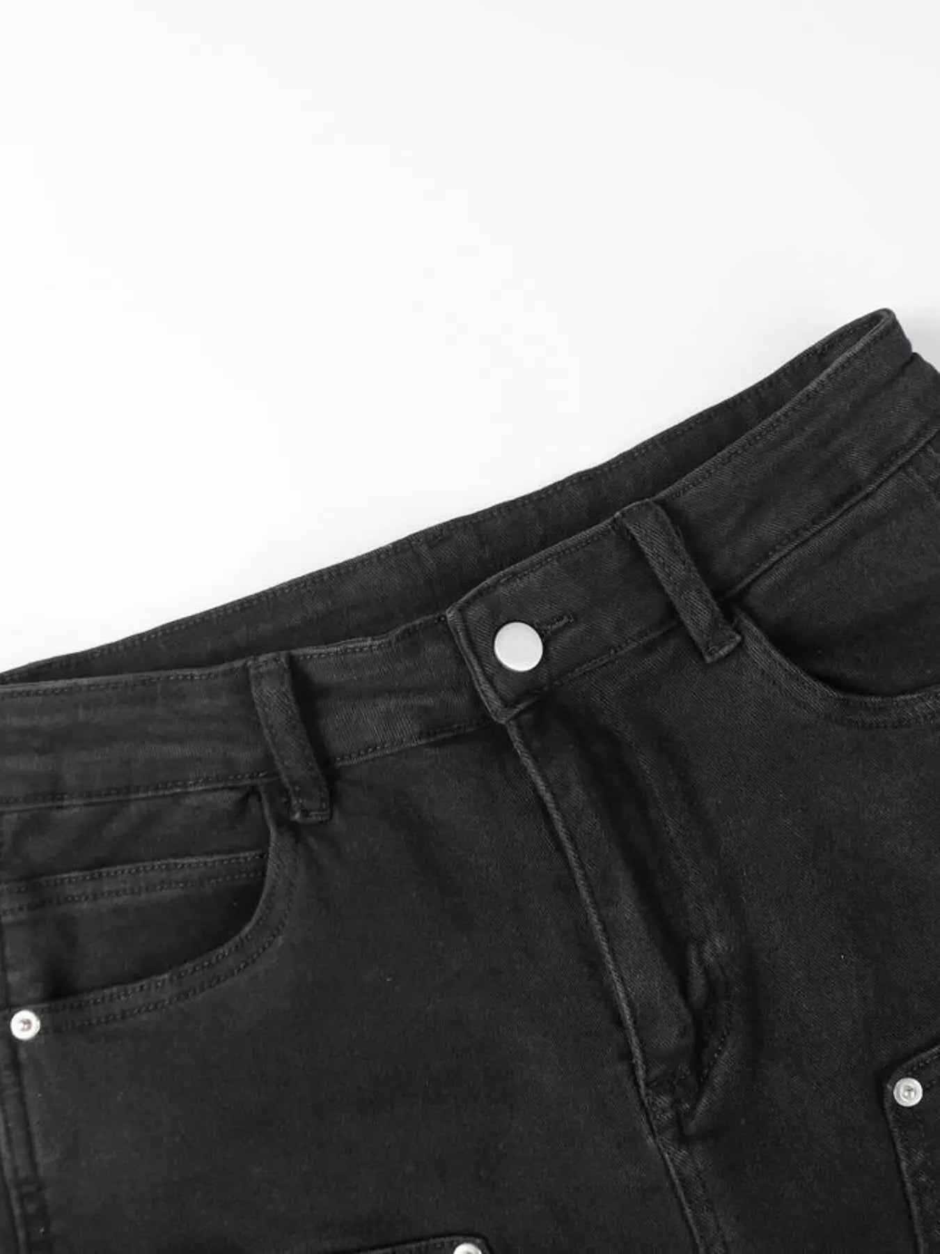 Men's High Waist Straight Leg Cargo Jeans