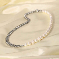 Pearl & Chain Split Necklace - Damned Threads