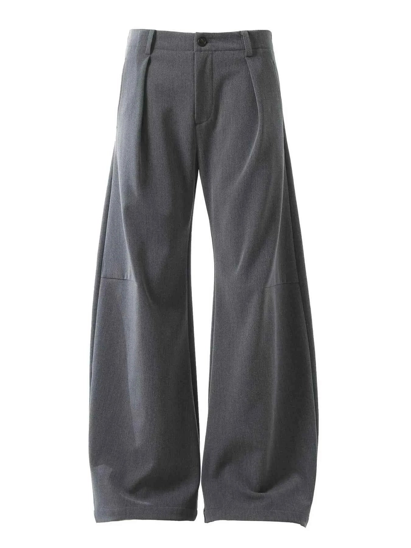 Men's High Waist Pleated Curved Pants