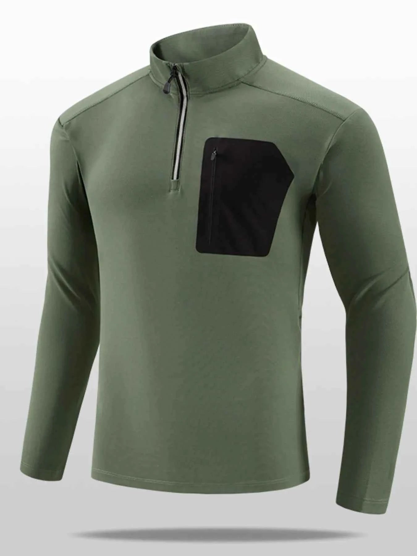 Men's Plus Size Quarter-Zip Long Sleeve Top