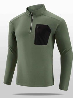 Men's Plus Size Quarter-Zip Long Sleeve Top
