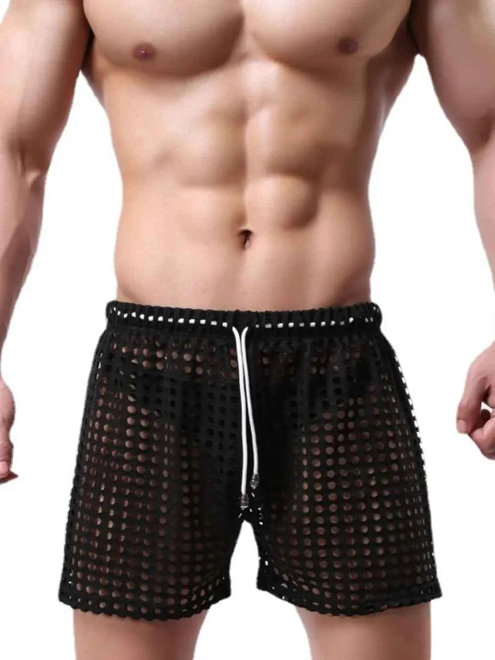 Men's Openwork Drawstring Shorts