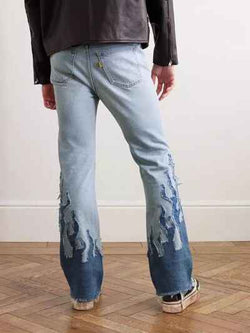 Men's Flame Pattern Patch Cargo Jeans ’ - Damned Threads