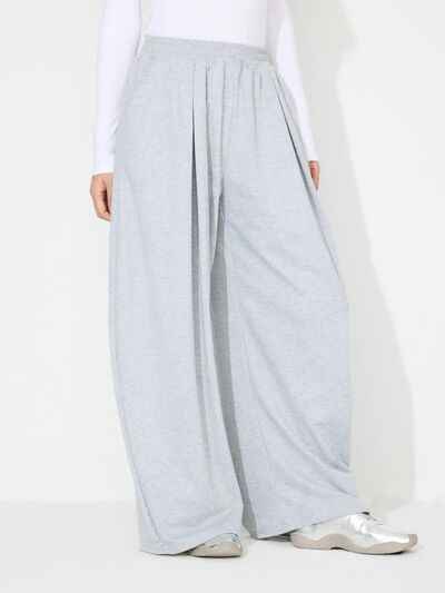 Elastic Waist Wide Leg Pants with Pockets - Damned Threads