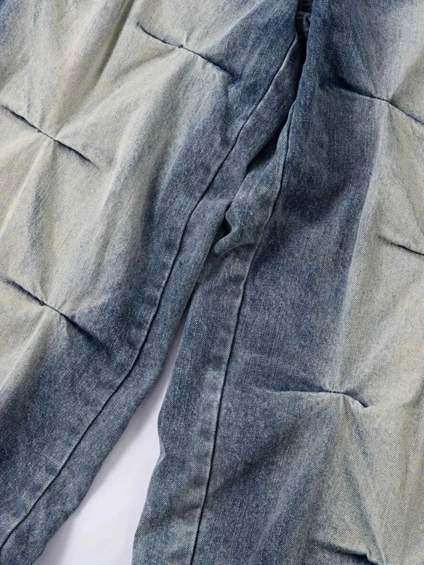 Men's Ruched Wide Leg Jeans