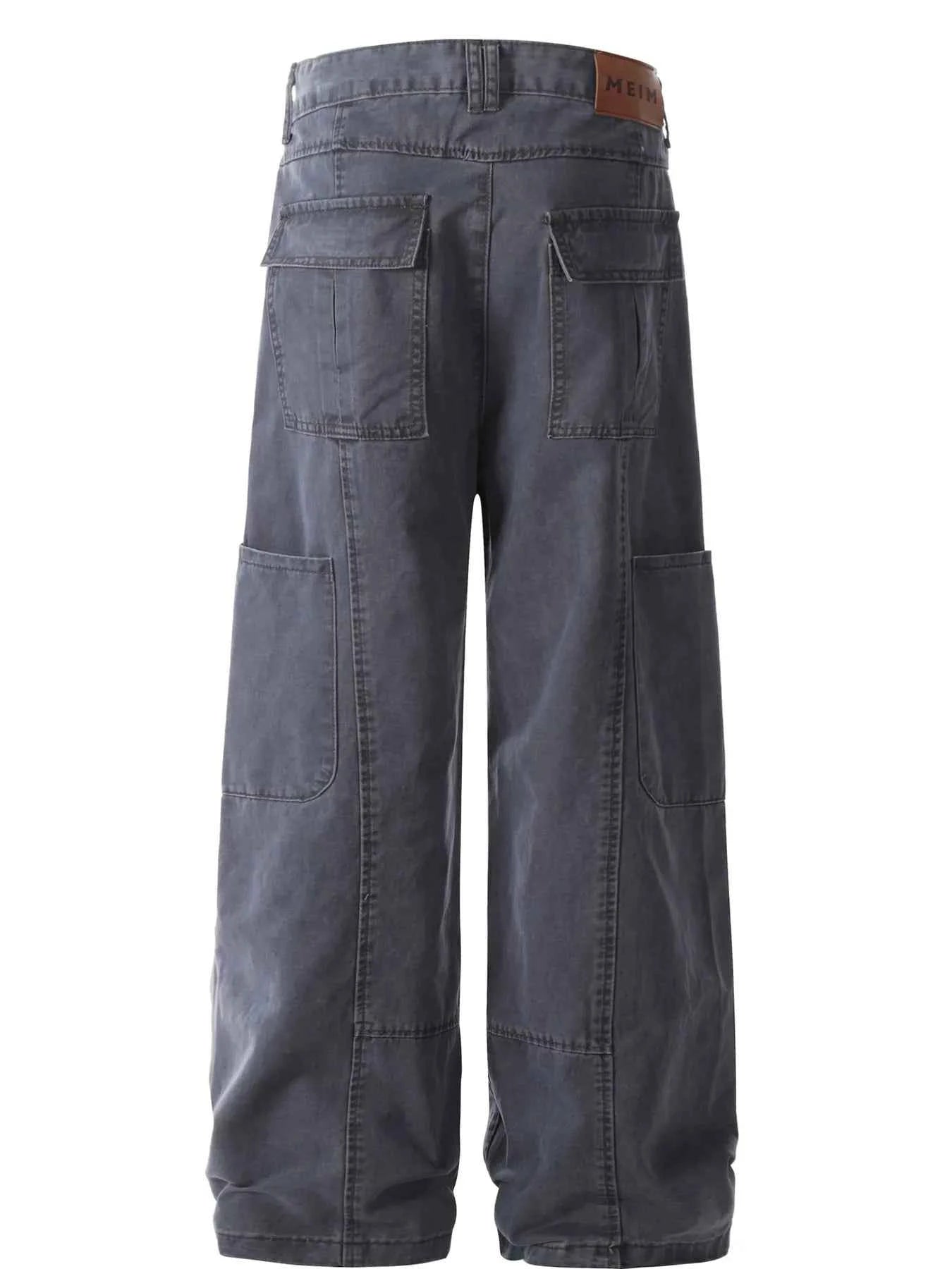 Men's Wide Leg Cargo Pants with Stitching Detail