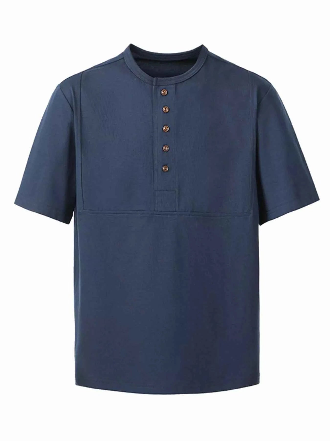 Men's Plus Size Button Detail Short Sleeve T-Shirt