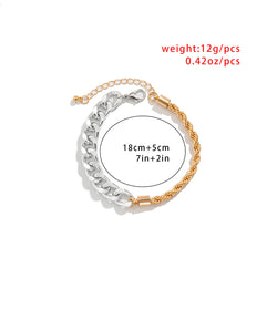 Contrasting Two-Color Adjustable Twist-Chain Bracelet - Damned Threads