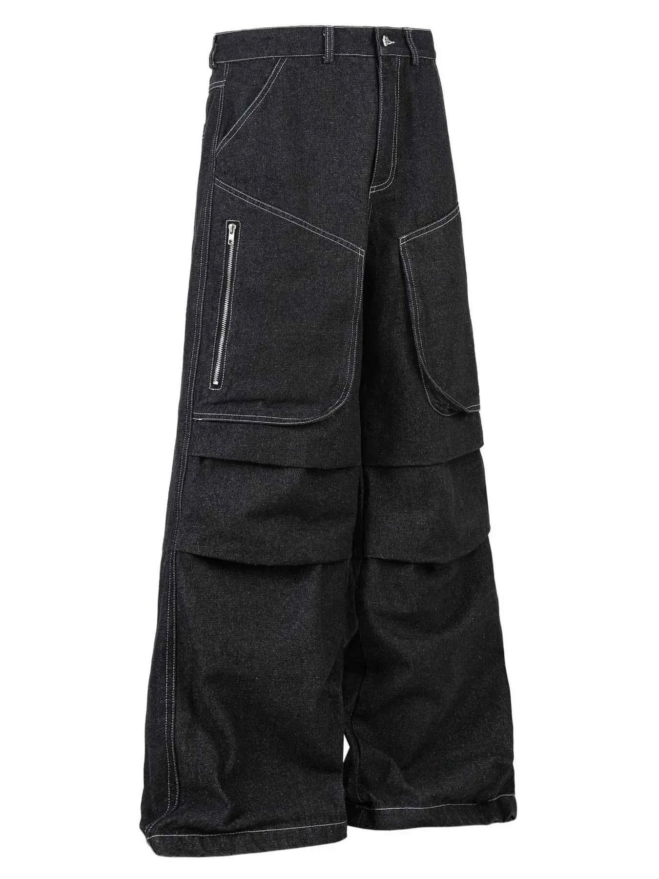 Men's Wide Leg Jeans with Contrast Panels