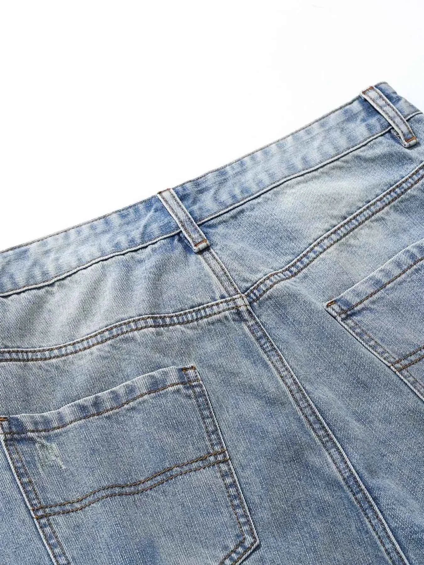 Men's Vintage Washed Wide Leg Denim Shorts